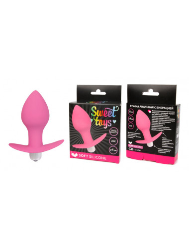 Анальная втулка sweet toys с вибрацией розовая 8 см